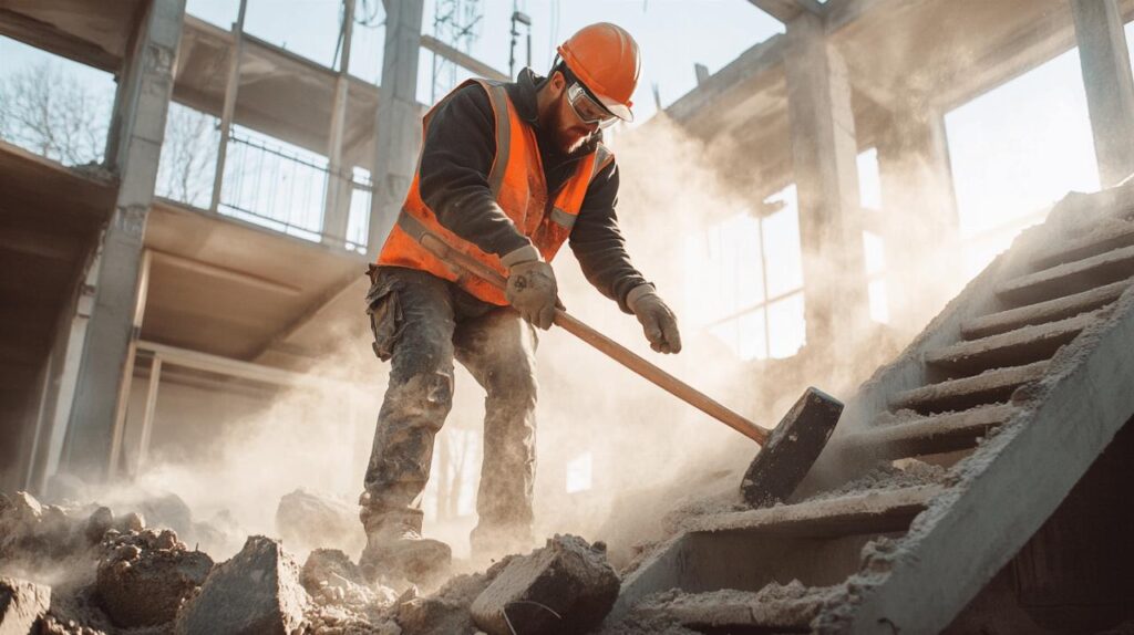 Equipements et methodes silencieux pour demolir un escalier en beton